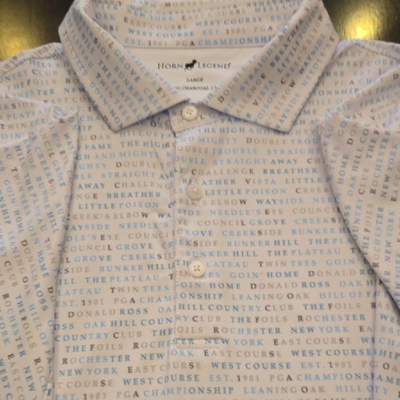 HTF! Horn Legend Bamboo Charcoal Luxury Golf Polo Blue/White Size Large SHOW OFF - Picture 8 of 13